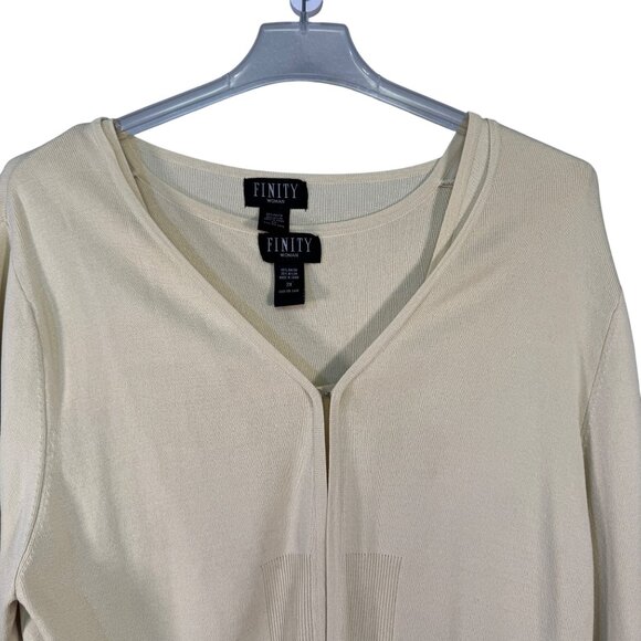Finity Womens Two-Piece Set: 3/4 Sleeve Cardigan & Sleeveless Top Beige Size 3X - Picture 3 of 8